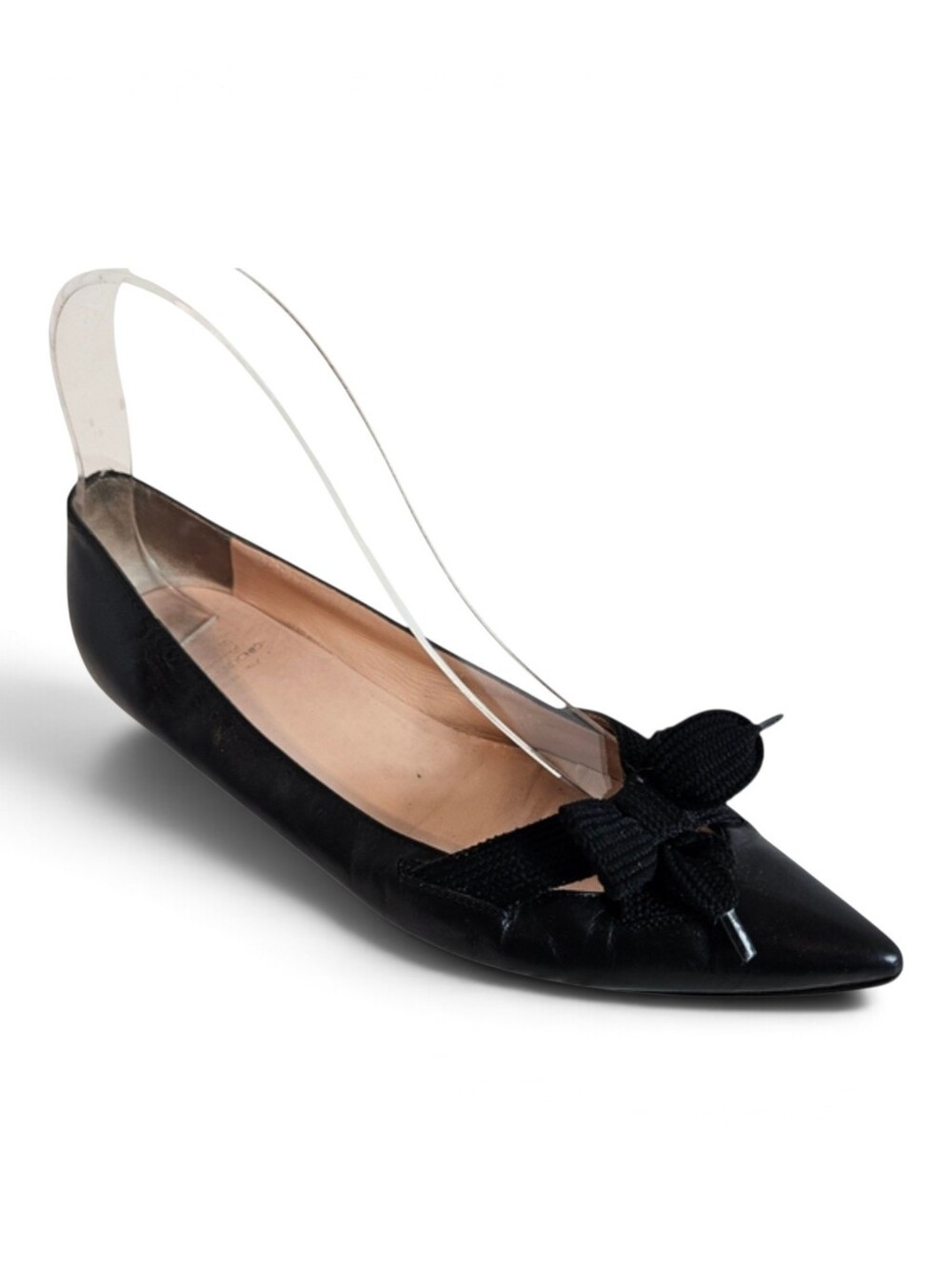 Vintage Moschino CheapAndChic Flats 7.5 Leather Bow Point Toe Black Ballet Shoes